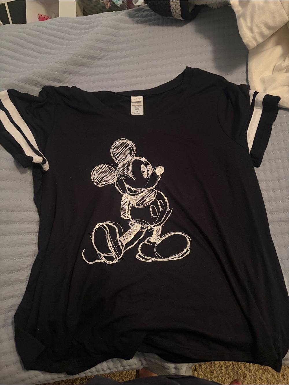 Disney Black Short-Sleeve Tee with White Sketch Mickey